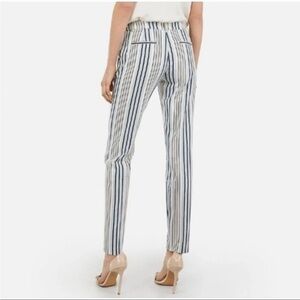 NWT Express Striped Stretch Linen Blend Columnist Ankle Mid-Rise Pant - 8